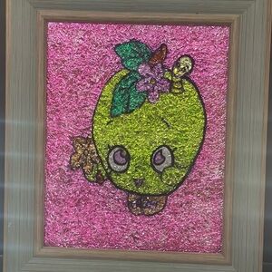 Apple blossoms shopkins stain glass frame affect